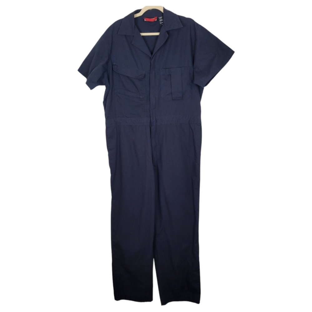 Craftsman Men's zip-up navy blue mechanic jumpsuit coveralls size Large